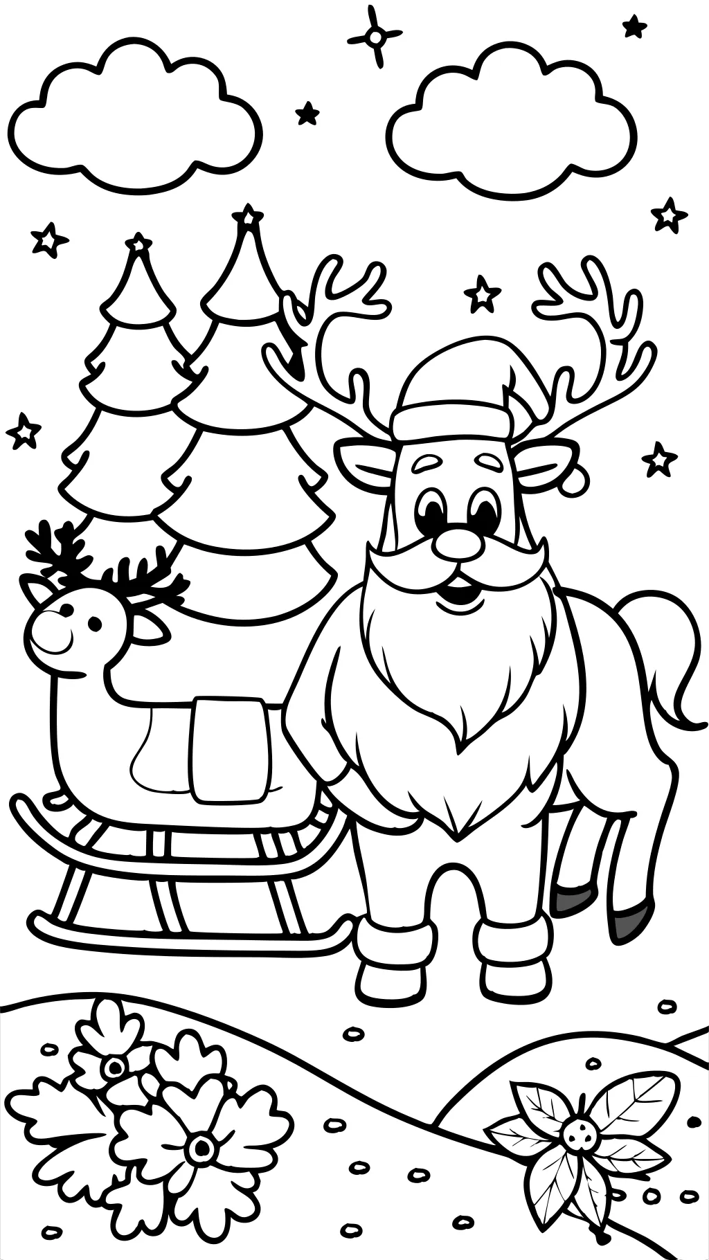 santa claus reindeer coloring pages